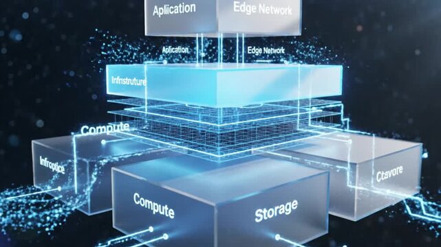 Advanced Digital Infrastructure: Cloud, Edge Network, Compute, and Storage Data Flow Concept