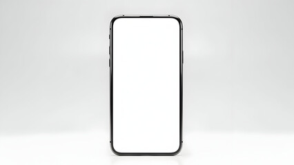 Showcasing a modern smartphone with a sleek design and a blank white screen, ideal for app promotion and digital marketing initiatives online today now.
