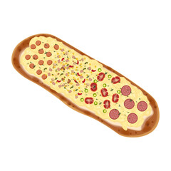 Vector Illustration Logo Clip art Sicilian Pizza or pizza al taglio long Pizza