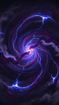 Electric purple energy swirl, abstract storm of vibrant lightnings and colors