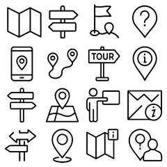 Navigation Icons: A collection of concise, clean line drawings depicting essential navigation tools. These icons suggest a sense of direction, exploration.