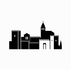 Alhambra Palace Silhouette &ndash; Moorish Granada Architecture Vector