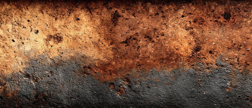 Grunge rusty orange brown metal corten steel stone background texture banner panorama..