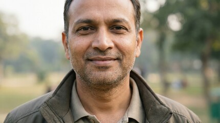 Indian man enjoys outdoor space and connects with nature in a popular tourism spot during the daytime in a city park