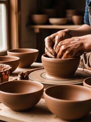 Hands-on pottery wheel shaping clay into a beautiful ceramic bowl