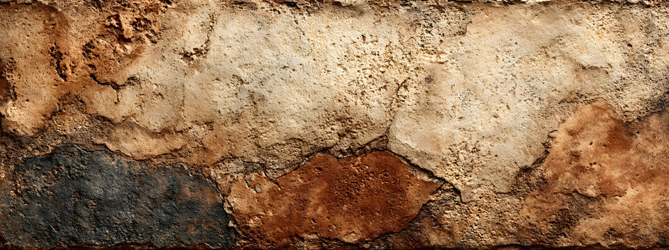 beige brown stone concrete wall plaster facade cement tile texture background panorama banner long