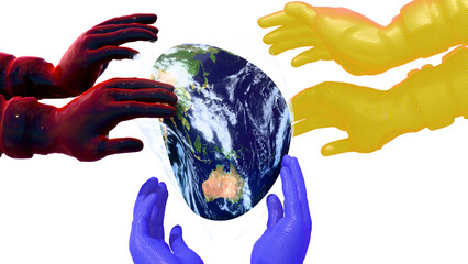 Consequence of global conflict: Geopolitical crisis in Asia: Realistic Asia-Pacific region twisted and crushed by global power conflict - Destruction concept 3D render.