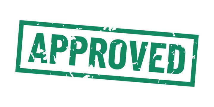 Approved Stamp Icon with Distressed Green Rectangle and Bold Text &ndash; High Quality Vectorial Stock Image