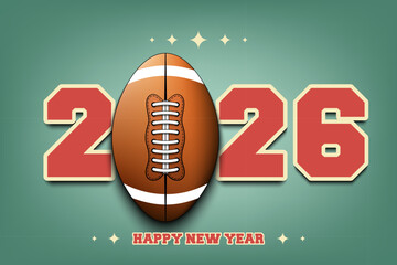 New Year numbers 2026 and football ball on an isolated background. Creative design pattern for greeting card, banner, poster, flyer, party invitation, calendar. Vector illustration