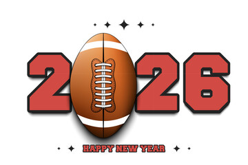 New Year numbers 2026 and football ball on an isolated background. Creative design pattern for greeting card, banner, poster, flyer, party invitation, calendar. Vector illustration