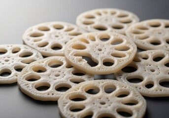 Lotus Root Slices Closeup.