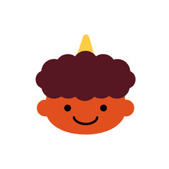 節分のかわいい赤鬼の顔アイコンイラスト｜子ども向け日本行事のシンプルデザイン