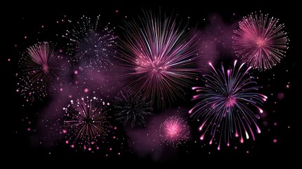 Vibrant Multicolored Fireworks Display Bursting Against a Dark Sky Celebratory Nighttime Atmosphere with Glittering Explosions and Smoke Trails Festive Event Background