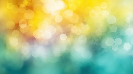Abstract Bokeh Background with Gradient Yellow to Teal Color Transition and Soft Light Spot Effect