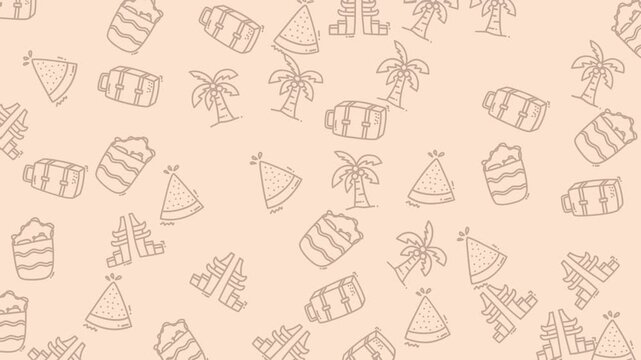 Minimalist summer vacation doodle pattern on light background