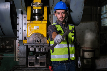 Diesel engine train engineer inspecting large machines in factory, Railway engine maintenance technician, engine repair mechanical service public transportation diesel train.