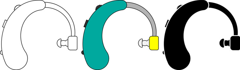 side view hearing aid icon set