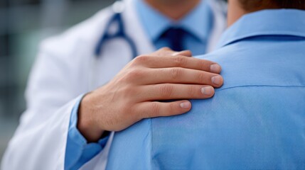 Doctor offering support and comfort to a patient.