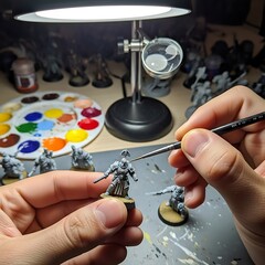 Painting Miniature Figures with Precision Under Magnified Task Lighting