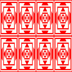 Surface pattern design with rectangles, triangles, rhombuses. White polygons abstract. Ethnic embroidery background. Mandala wallpaper. Carpet motif. Digital paper with ancient ornament. Vector.