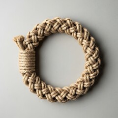 Obraz premium Circular jute rope detail on neutral backdrop provides textural element