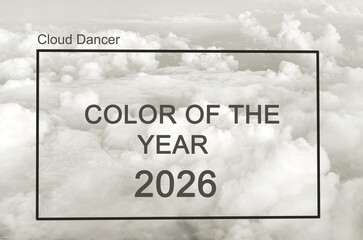 Light grey cloud background, trendy color of year 2026, cloud dancer