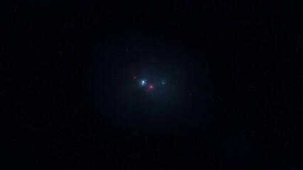 Nebula menakjubkan di ruang angkasa yang dalam dengan bintang-bintang yang bersinar terang.