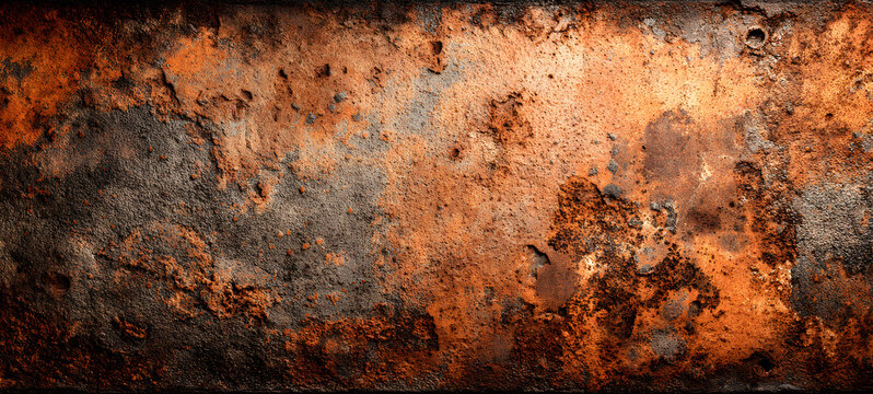 Grunge rusty orange brown industrial industry metal corten steel background texture banner