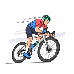 Illustration of a Male Cyclist Riding a Modern Road Bike