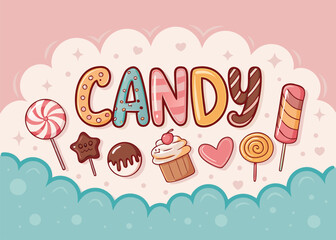 Sweet candy treats and desserts add delicious charm to every design, celebrate life's simple pleasures with colorful candy land magic, adorable sweets!