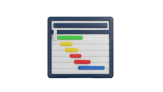 3D Gantt Chart Icon on transparent background