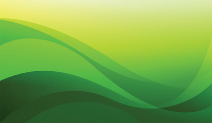 Abstract green and yellow wavy background with flowing curved shapes and smooth gradient for modern design