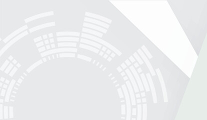 Abstract technology background with white and light gray geometric shapes and radial patterns for modern digital design