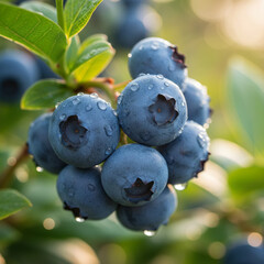 Fresh Blueberries With Water Droplets