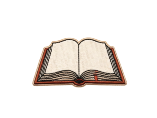 Open Book Patch Badge Embroidered Brown Isolated White Background Fabric Literature Reading Embroidery Iron