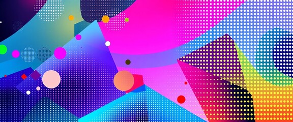 Dynamic, colorful halftone dot patterns forming abstract geometric shapes and gradients, ideal for retro and modern graphic backgrounds,  modern art,  flow