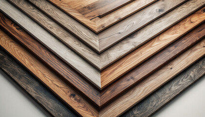 Variety of wooden planks in different shades and textures
