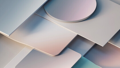Modern abstract composition with pastel colored geometric shapes