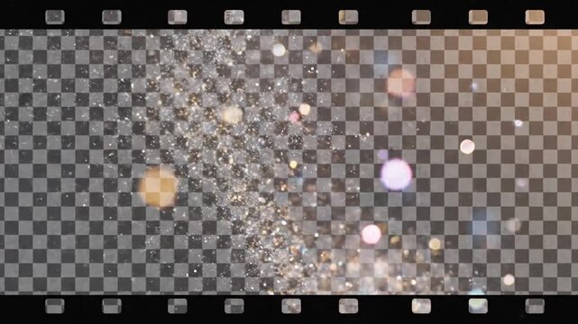 Shimmering dust under retro film border