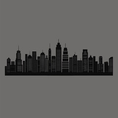 Obraz premium Chicago City Skyline Silhouette at Night