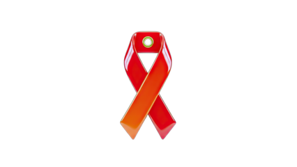3D Red ribbon symbol of AIDS awareness on transparent background