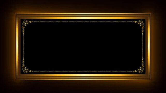 gold picture frame with golden light effect