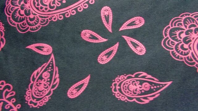 close-up of patterned satin fabric