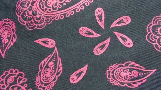 close-up of patterned satin fabric