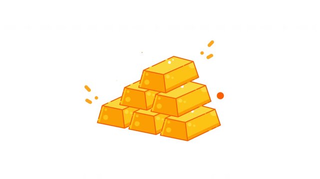 Animated gold ingot icon illustrating financial investment, wealth growth, and asset value concepts. Perfect for banking apps, investment platforms, fintech services, insurance