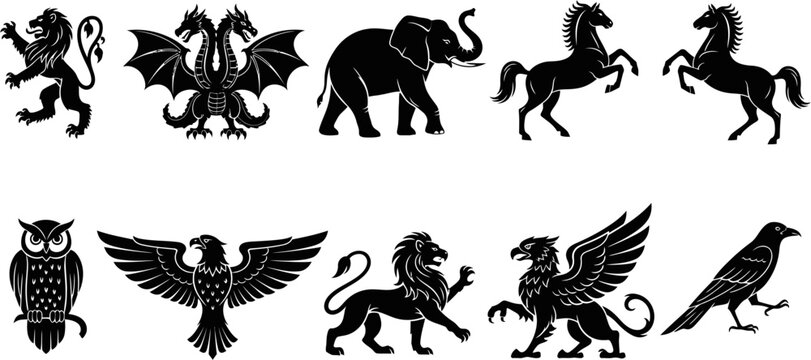 heraldic animal set