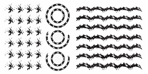 Fototapeta premium Abstract black and white patterns featuring circular and wavy line arrangements