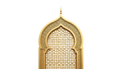 Ornate Golden Islamic Archway With Intricate Geometric Patterns graphic design isolated on a transparent background