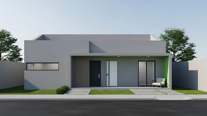 Fototapeta premium Modern Minimalist House Design, Clean Lines and Geometric Shapes