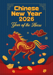 Happy Chinese New Year, Year of Fire Horse 2026 flyer design